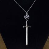 Silver Sword Dagger Choker Necklace Goth Tarot Black Metal Witchy Jewelry