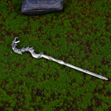 Silver Witch Hairstick Crescent Moon Goddess Sword Hairpin Wiccan Gothic Jewelry For Women Pagan Wicthcraft