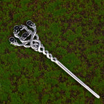 Silver Witch Hairstick Crescent Moon Goddess Sword Hairpin Wiccan Gothic Jewelry For Women Pagan Wicthcraft