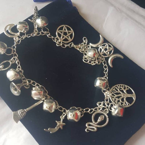 Silver Witches Anklet with Bells on to cleanse the path you walk.