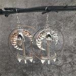 Silver plated Axe & Sword Weilder Dangle Earrings Miniature Weapon Jewelry Battle Axe Earrings Gothic Medieval Axe Earrings Moon