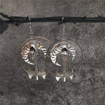 Silver plated Axe & Sword Weilder Dangle Earrings Miniature Weapon Jewelry Battle Axe Earrings Gothic Medieval Axe Earrings Moon