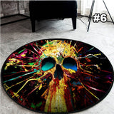 Skull Printed Soft Fabric Round Floor Mat Carpet Room Area Bedroom Rug