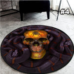 Skull Printed Soft Fabric Round Floor Mat Carpet Room Area Bedroom Rug