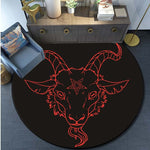 Skull Satanic Goat Inverted Pentagram Wing Demon Version Area Rug-Satanic Goat Decor Satanic Goat-Satanic Rugs Satan Carpet