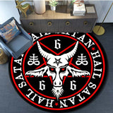 Skull Satanic Goat Inverted Pentagram Wing Demon Version Area Rug-Satanic Goat Decor Satanic Goat-Satanic Rugs Satan Carpet