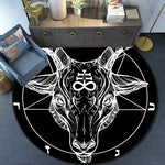 Skull Satanic Goat Inverted Pentagram Wing Demon Version Area Rug-Satanic Goat Decor Satanic Goat-Satanic Rugs Satan Carpet