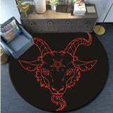 Skull Satanic Goat Inverted Pentagram Wing Demon Version Area Rug-Satanic Goat Decor Satanic Goat-Satanic Rugs Satan Carpet