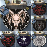 Skull Satanic Goat Inverted Pentagram Wing Demon Version Area Rug-Satanic Goat Decor Satanic Goat-Satanic Rugs Satan Carpet