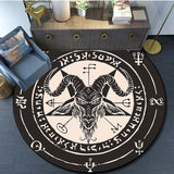 Skull Satanic Goat Inverted Pentagram Wing Demon Version Area Rug-Satanic Goat Decor Satanic Goat-Satanic Rugs Satan Carpet