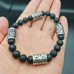 Viking Magic~Slavic Men Bracelet Natural Lava Stone rune Bead Amulet Vikingos Compass celts knot Runes Jewelry