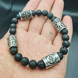 Viking Magic~Slavic Men Bracelet Natural Lava Stone rune Bead Amulet Vikingos Compass celts knot Runes Jewelry