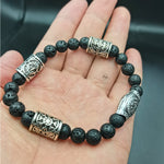 Viking Magic~Slavic Men Bracelet Natural Lava Stone rune Bead Amulet Vikingos Compass celts knot Runes Jewelry