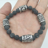 Viking Magic~Slavic Men Bracelet Natural Lava Stone rune Bead Amulet Vikingos Compass celts knot Runes Jewelry