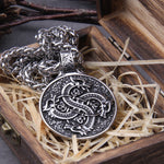 Stainless Steel Men Viking Dragon Pendant necklace as birthday gift with wooden box Never Fade