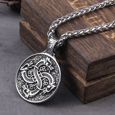 Stainless Steel Men Viking Dragon Pendant necklace as birthday gift with wooden box Never Fade