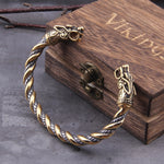 Stainless Steel Nordic Viking Norse Dragon Bracelet Men Wristband Cuff Bracelets with Viking Wooden Box