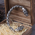Stainless Steel Nordic Viking Norse Dragon Bracelet adjustable Men Wristband Cuff Bracelets with Viking Wooden Box
