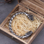Stainless Steel Nordic Viking Norse Dragon Bracelet adjustable Men Wristband Cuff Bracelets with Viking Wooden Box