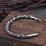 Stainless Steel Nordic Viking Norse Raven Bracelet adjustable Men Wristband Cuff Bracelets with Viking Wooden Box