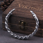 Stainless Steel Nordic Viking Norse Raven Bracelet adjustable Men Wristband Cuff Bracelets with Viking Wooden Box