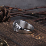 Stainless Steel Trendy Hip Hop Rock Punk Nordic Mythological Story Viking Compass Ring Luxury Personality Rings for Men Women