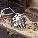 Stainless Steel Vegvisir Statement Adjustable Dragon Rings Men Never Fade with viking wooden box as boyfriend gift