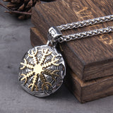 Stainless Steel Vegvisir Viking Mix Gold Color Rune Necklace Viking Scandinavian Norse Viking Necklace Men Christmas Gift