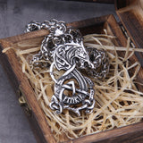 Stainless Steel Viking Dragon with Viking Rune and with wooden box as men gift never fade