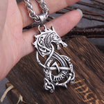 Stainless Steel Viking Dragon with Viking Rune and with wooden box as men gift never fade