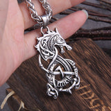 Stainless Steel Viking Dragon with Viking Rune and with wooden box as men gift never fade