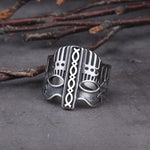 Stainless Steel Viking Spartan Warrior Helmet Rings Men Never Fade Nordic Viking Helmet adjustable Rings Jewelry
