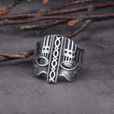 Stainless Steel Viking Spartan Warrior Helmet Rings Men Never Fade Nordic Viking Helmet adjustable Rings Jewelry