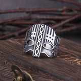 Stainless Steel Viking Spartan Warrior Helmet Rings Men Never Fade Nordic Viking Helmet adjustable Rings Jewelry