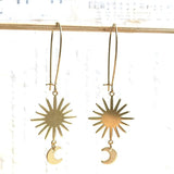 Star Moon Earrings Brass Sun Crescent Celestial Jewelry Astronomy Night Sky Boho 2020 New Women Gift Girlfriend Beautifu