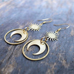 Star sun and moon universe earrings long magical crescent dangle made from raw brass witch jewelry Fashion Classical 2020 New