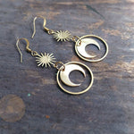 Star sun and moon universe earrings long magical crescent dangle made from raw brass witch jewelry Fashion Classical 2020 New