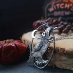 Stars Moon Crow Metal Textured Necklace Pendant