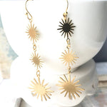 Sun Star Earrings Brass Starburst Celestial Jewelry Falling Star Astronomy Sky Boho    Girlfriend Beautifu