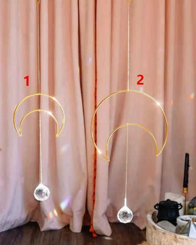 Suncatcher Crescent Moon Crystal Prism Windows Hanging Door Hanging Lightcatcher New Home Gift