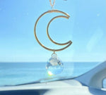 Suncatcher Crystal Prism Crescent Moon Window Hanging Car Hanging Celestial Occult Decor Boho Gift Occult Decor