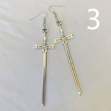 Sword Earrings silver color Classic eardrop All kinds of big sword Fashion Jewellery Novel charm women men gift Gothic mystical