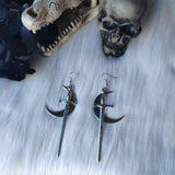 Swords black moon earrings Witchy warrior pagan  gothic medieval silver color Classic warrior gift women 2021 new fashion