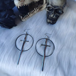 Swords black moon earrings Witchy warrior pagan  gothic medieval silver color Classic warrior gift women 2021 new fashion