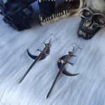 Swords black moon earrings Witchy warrior pagan  gothic medieval silver color Classic warrior gift women 2021 new fashion