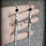 Swords black moon earrings Witchy warrior pagan  gothic medieval silver color Classic warrior gift women 2021 new fashion