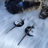 Swords black moon earrings Witchy warrior pagan  gothic medieval silver color Classic warrior gift women 2021 new fashion