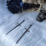 Swords black moon earrings Witchy warrior pagan  gothic medieval silver color Classic warrior gift women 2021 new fashion