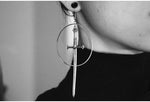 Swords metal hoop earrings Witchy warior pagan vikin alternative gothic medieval silver color Classic tarot CARDS gift women