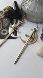 Swords moon earrings Witchy warrior pagan viking alternative gothic medieval
